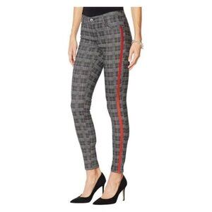 NEW! SkinnyGirl Side Tuxedo Stripe Skinny Jeans - Black Sky Plaid